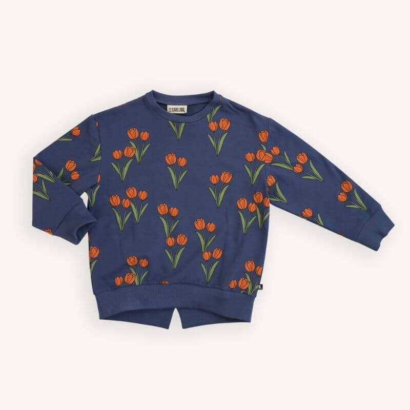 SOrganic cotton girls and teen sweaters with all-over tulip print. Organic cotton kids clothing online from toddler sizing up to teen fashion., best gifts.