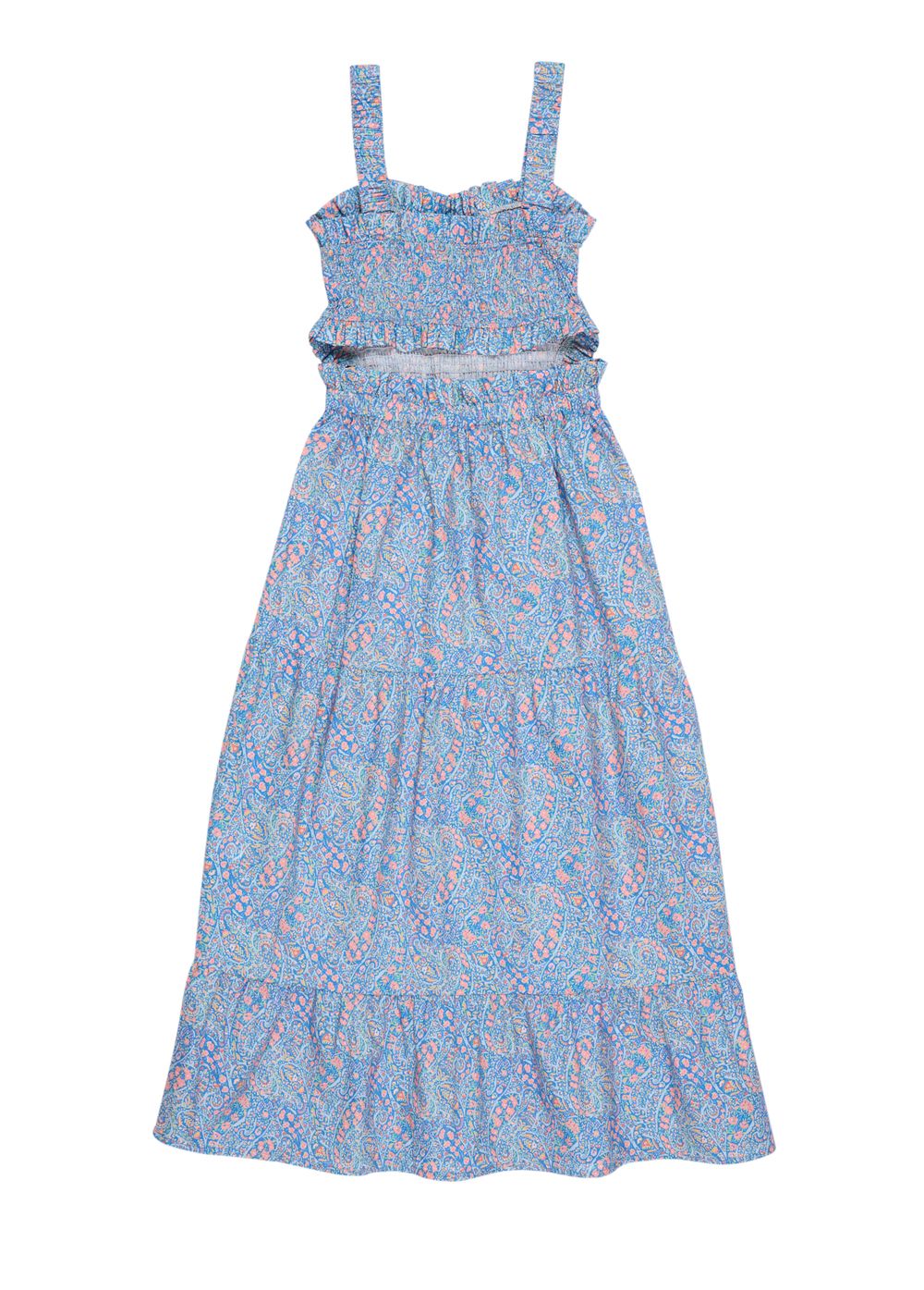 Breathable & lightweight liberty cotton women summer dress with an open back is stylish and comfortable. Women midi dress from organic cotton is trendy.