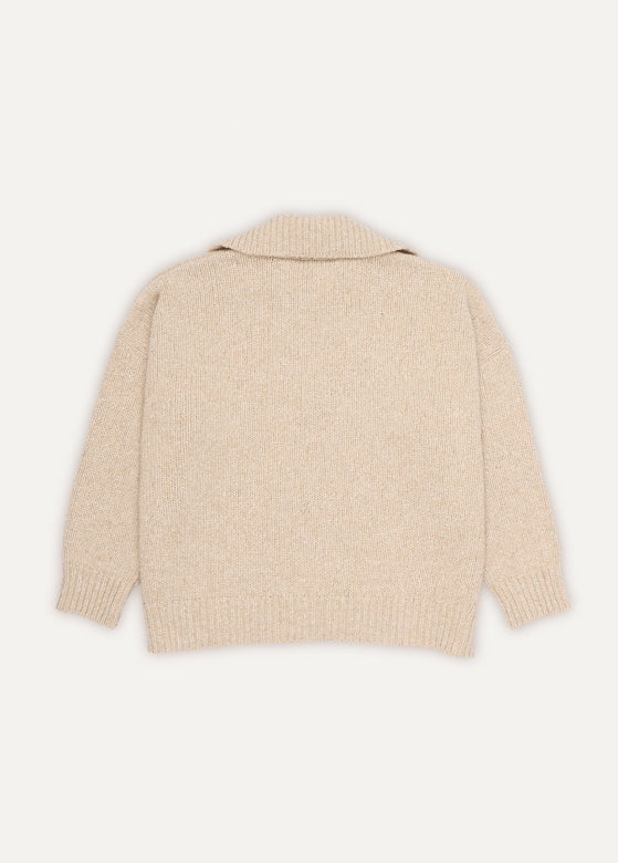 Shop sustainable women's winter jumpers and sweaters from recycled materials such as recycled wool and recycled cashmere online in Hong Kong and Singapore at MiliMilu by The New Society! The women's knitted jumper is environmentally friendly, soft, and timeless with polo style colour and part of a capsule wardrobe.