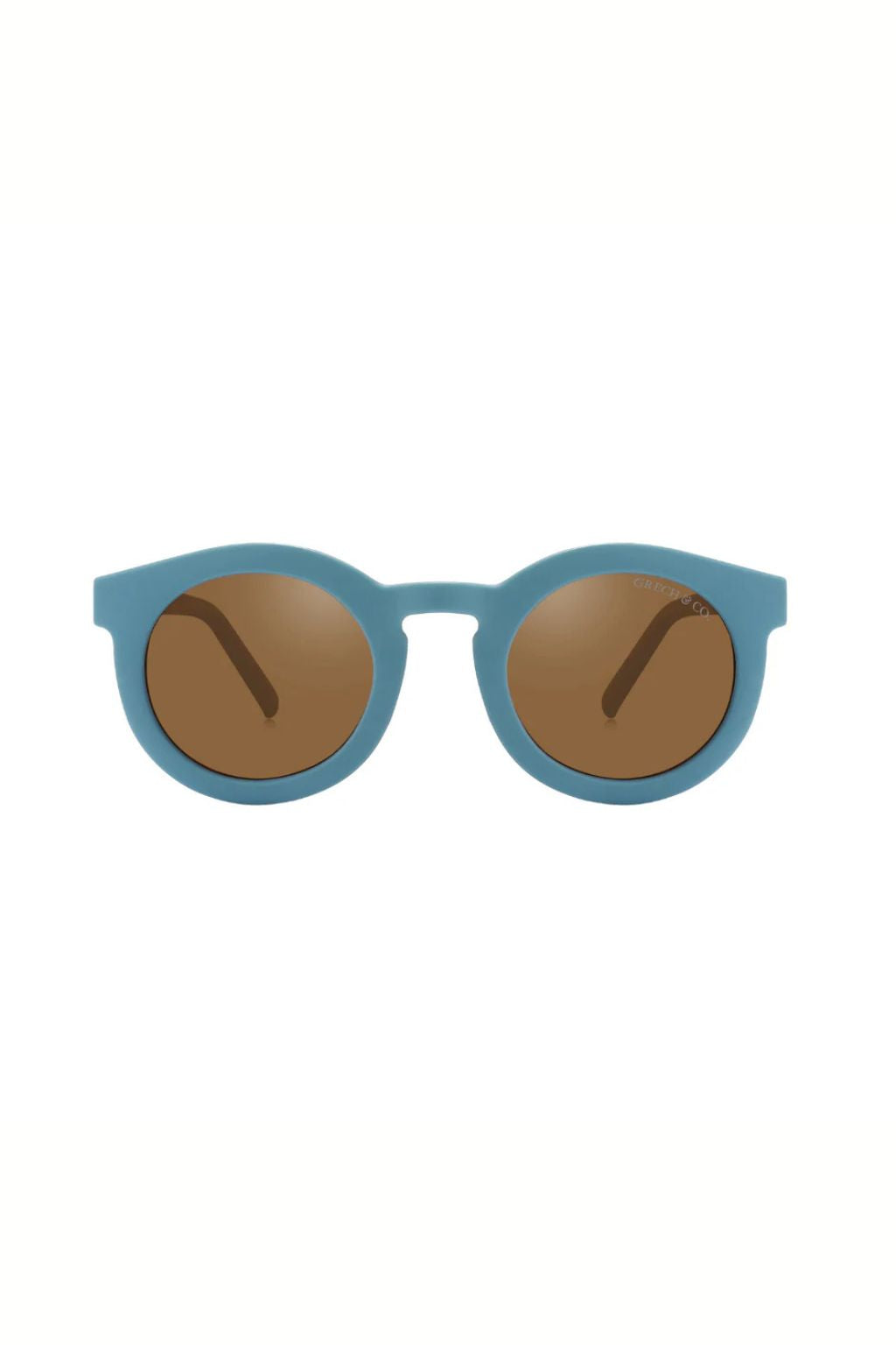 Sustainable sunglasses in blue are made with eco-friendly/non-toxic break-resistant material with polarised lenses & UV400. Family matching sunglasses available