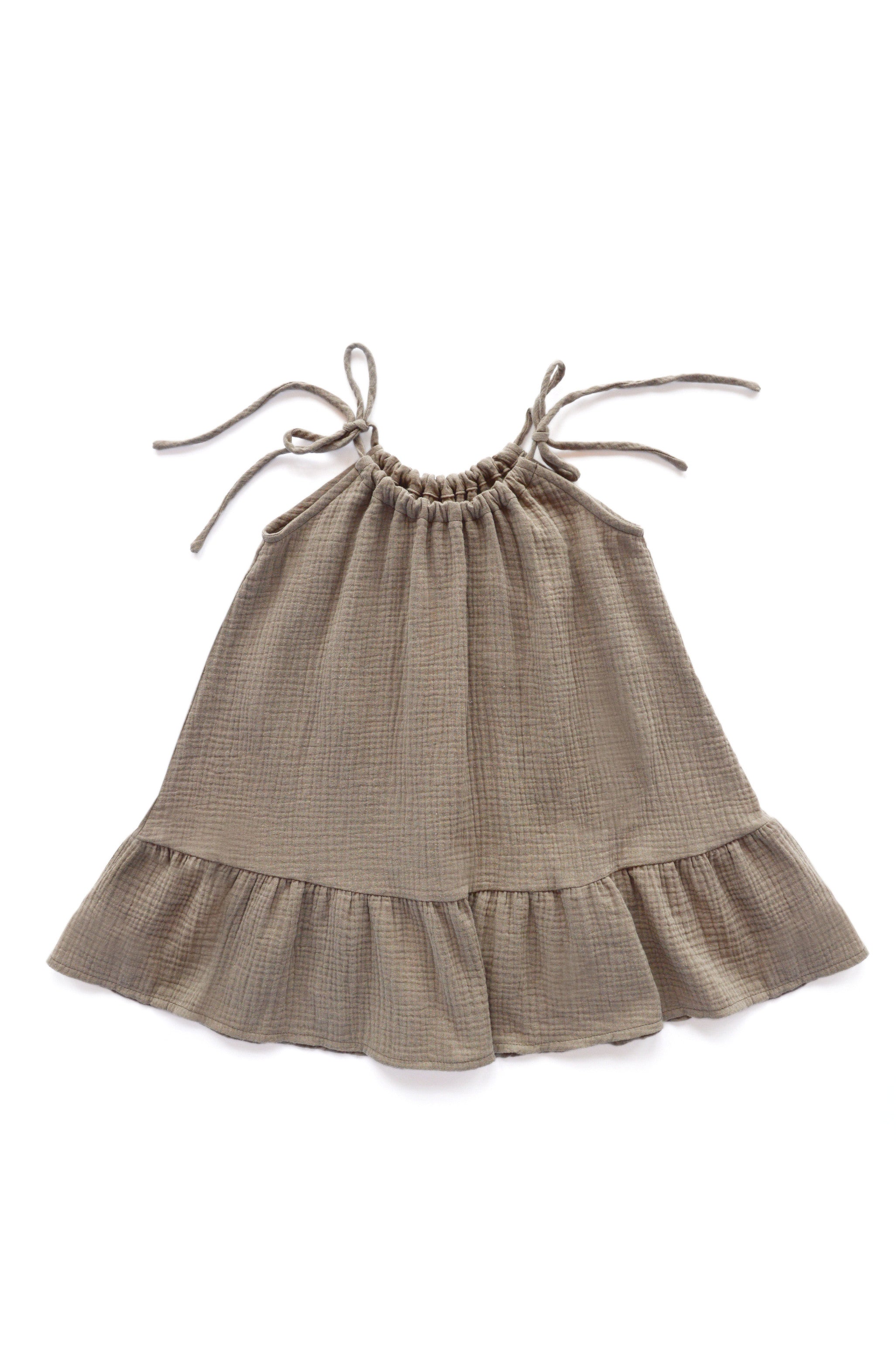 Sustainable girl's dress from lightweight, breathable organic muslin (GOTS) in dusty pink color. Handcrafted with love, made with no nasties, and allergy free. Mommy and me styles are available. Perfect for hot and humid weather and beach holidays.