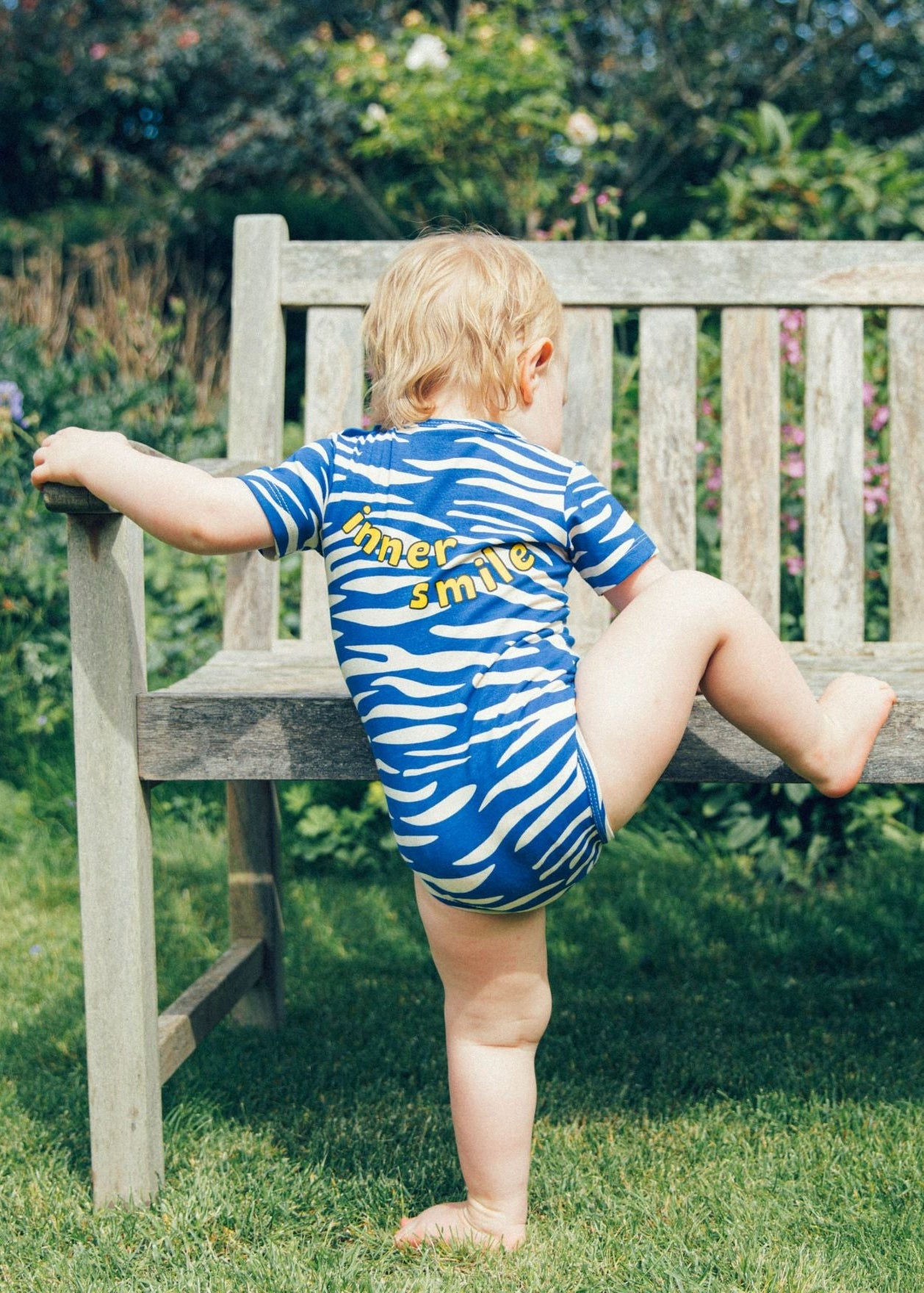 Short sleeve blue zebra baby body by CarlijnQ – soft, hypoallergenic GOTS cotton