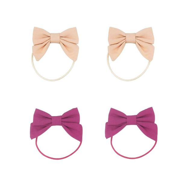 The beautiful bow hair ties come in neutral and bold colors, offering a whimsical touch or gentle statement to any outfit, making every child feel extra special! Featuring strong but stretchy elastics that are perfect for keeping fine to thick hair in place, made with OEKO-TEX 100 organic cotton and elastic by Grech&Co.  The bow hair tie set is perfect for every girl to keep their style on point.