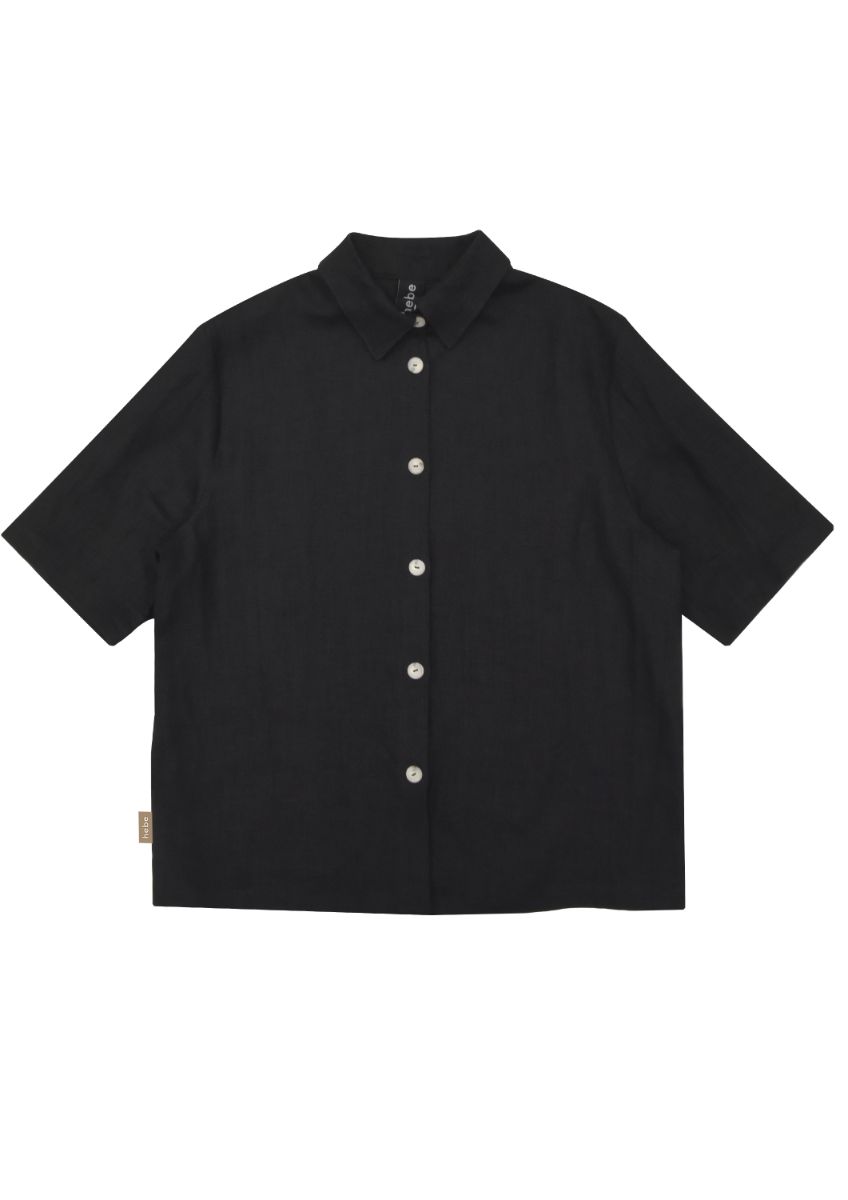 Women linen shirt is in black, made from high-quality European linen, this shirt is both breathable and comfortable. Shop collectionn of women linen clothing.