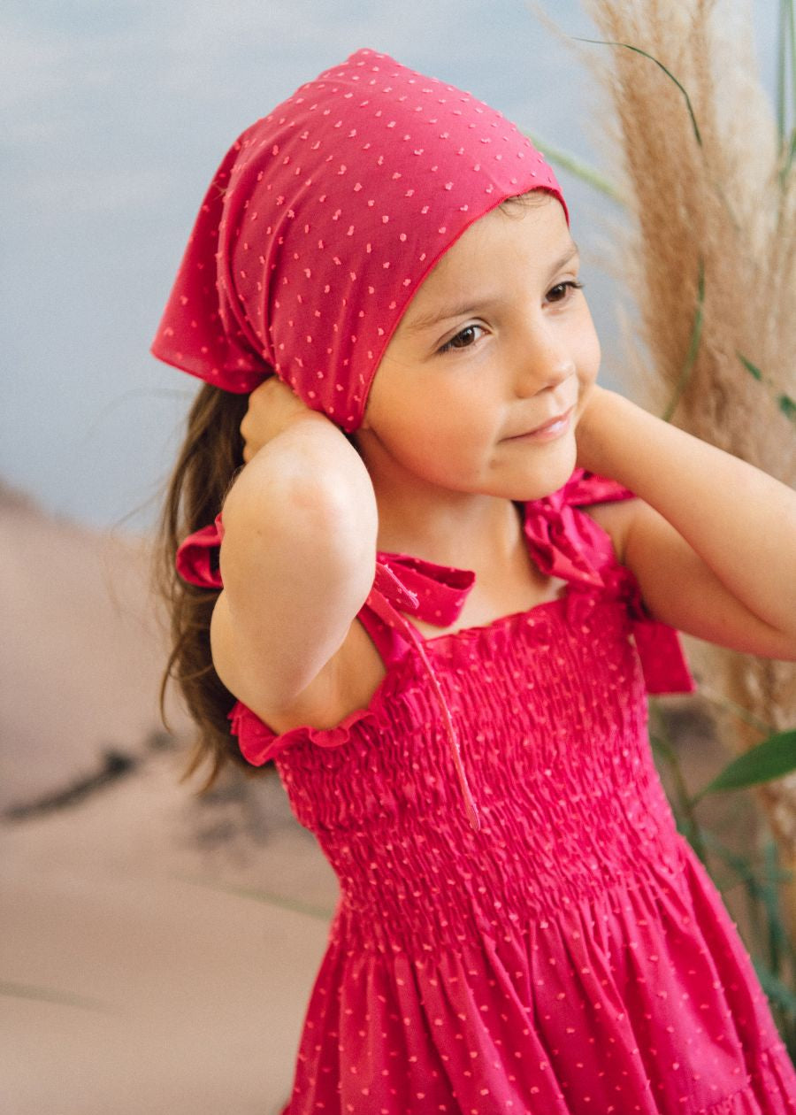 Hebe Summer Breeze pink dotted headscarf for girls organic cotton sun protection
