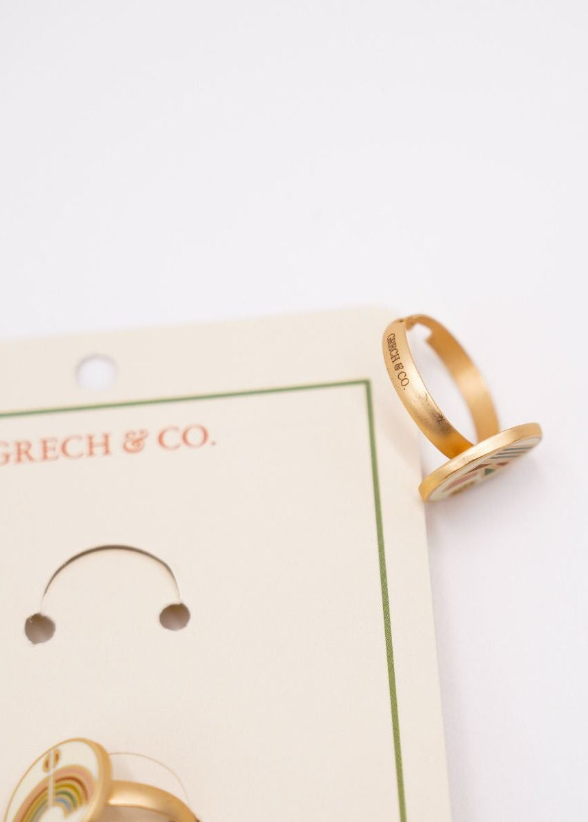 Friendship ring for girls with rainbow is a stylish kids ring, made from eco materials by Grech &Co. Perfect kids jewelry and the best gift for girls online.