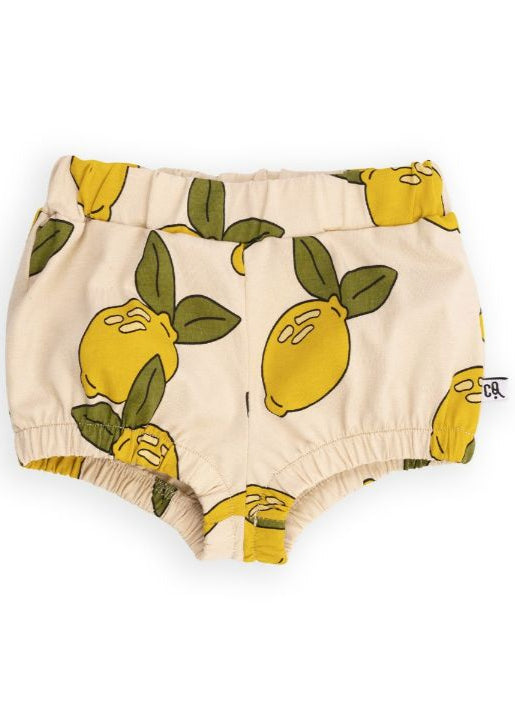 The breathable organic cotton baby bloomer aith lemon allover print is made with organic cotton (GOTS). Best baby present and baby shower gift.