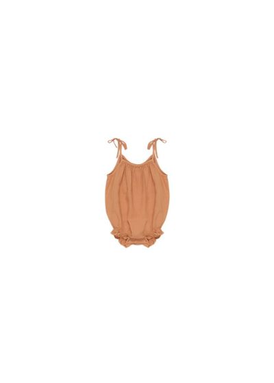 Light peach organic cotton baby girl summer romper is the most adorable outfit. The organic cotton baby romper is breathable, made with extra soft cotton. 