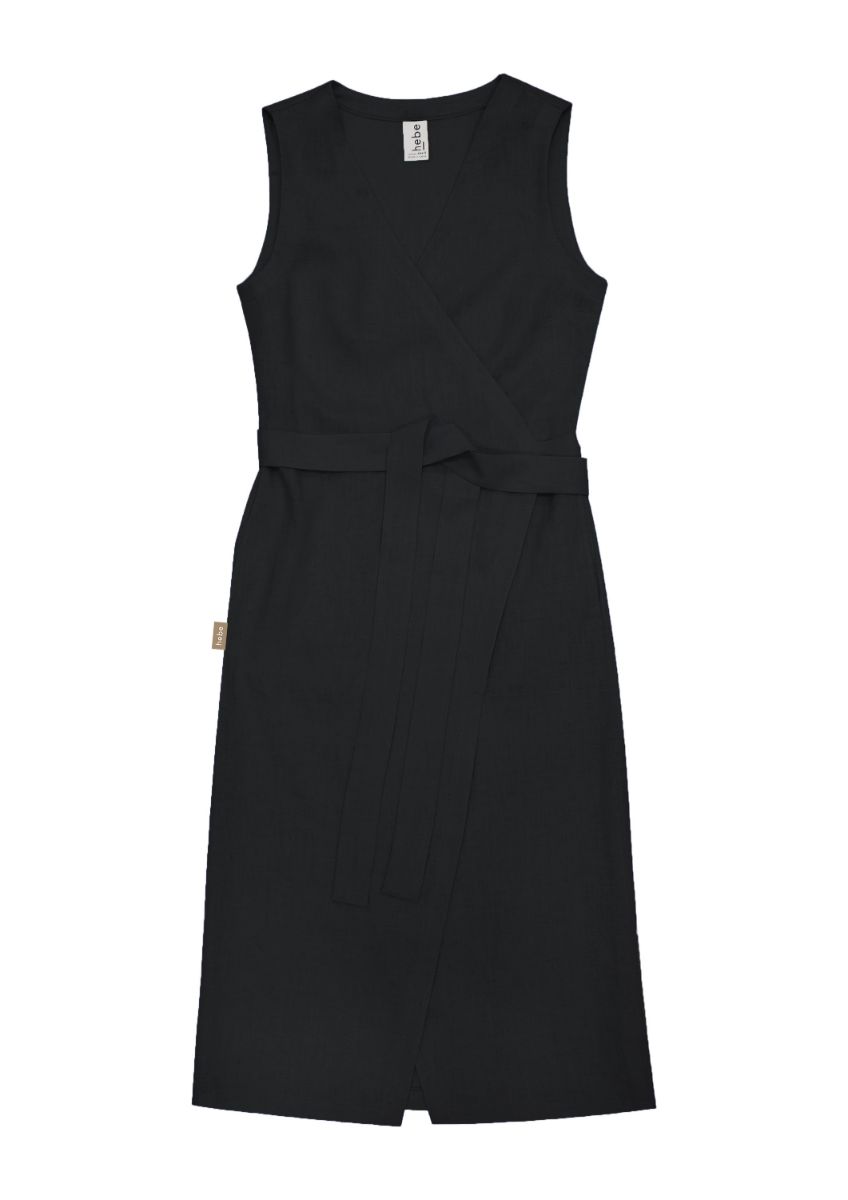The sustainable and breathable women's linen midi wrap dress in black colour will become your wardrobe staple in no time. The black linen women wrap dress can take you from the office to the beach. Linen is one of our favorite fabrics and is perfect for hot and humid weather. Milimilu offers sustainable linen clothing.
