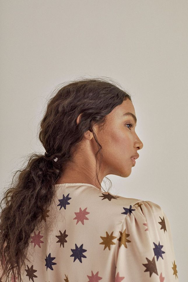 Sustainable women maxi wrap dresses with stars at Milimilu. The best dress for moms and also a bump-friendly dress as you wrap it as needed, best women dress.