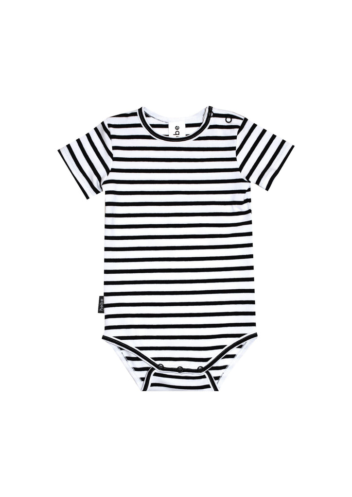 A breathable, organic cotton (GOTS) baby body with black stripes is comfortable and stylish for everyday wear. Made from fabrics that are soft but durable, without harmful chemicals by Hebe in Latvia. Match it with your Daddy for a special Daddy and Me day out. Perfect Father's Day gift. 