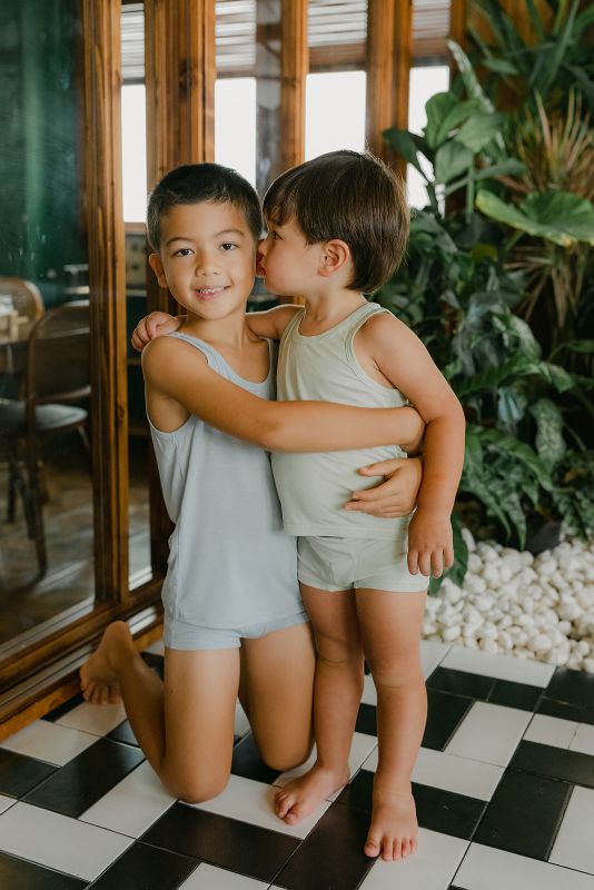 Just Peachy Boxer briefs are super soft and gentle on your little ones' skin.  Designed with a snug fit for play, movement and a comfy night's rest. Add the breathable Camisole layer under your day clothes or snooze in maximum comfort. Made with Lenzing® TENCEL™ Micro Modal Fibers. Kids' underwear for sensitive skin, the best kids underwear. 