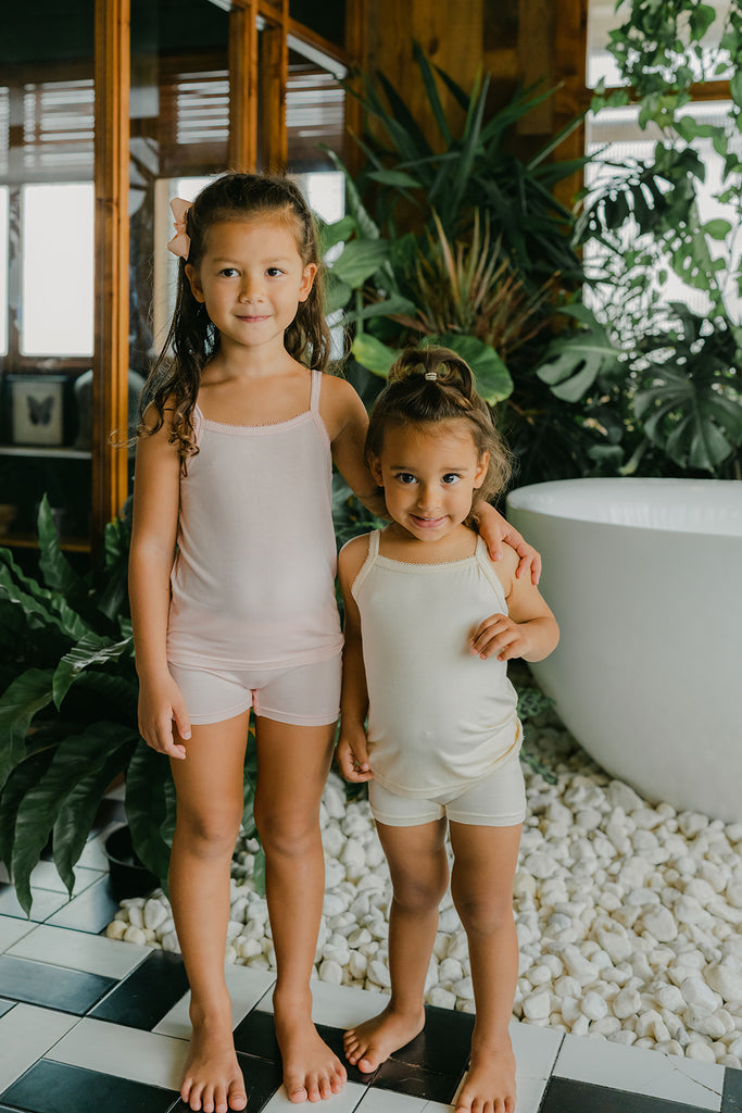 Just Peachy Camisoles are super soft and gentle on your little ones' skin. Designed with a snug fit for play. Add the breathable Camisole layer under your day clothes or snooze in maximum comfort. Made with Lenzing® TENCEL™ Micro Modal Fibers. Kids' underwear for sensitive skin, is the best kids' and toddler underwear.