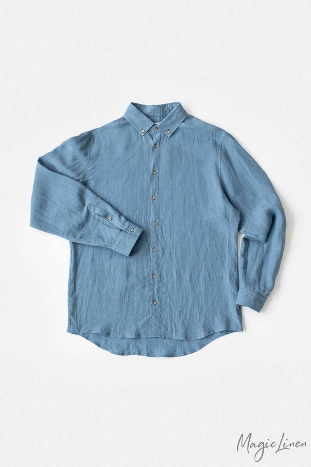 Lightweight men's linen shirt in blue colour, stylish men's linen shirt will make you look. Shop high quality linen clothing and men's linen shirts online.MiliMilu in Hong Kong and Singapore.